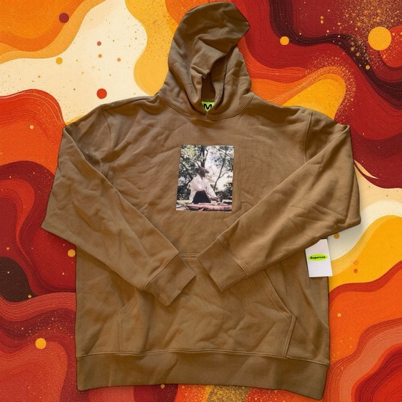 Supervsn‎ Heavyweight Chocolate Brown Hoodie with Graphic Print - Picture 6 of 6